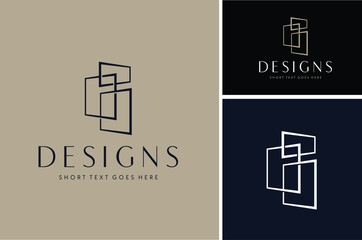 Geometric Connected Square Rectangle Frame for Architecture Contemporary logo Design