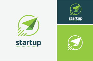 Circular Line with Paper Plane for Global Startup Project or Aircraft Airline Airplane Aviation Logo Design