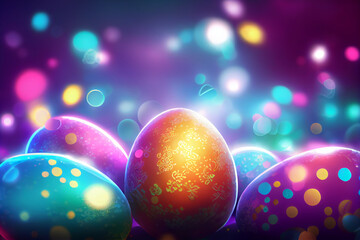 Obraz na płótnie Canvas Easter colorful eggs background. generative ai