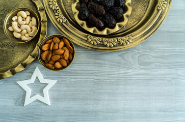 Iftar Food Top View with Copy Space