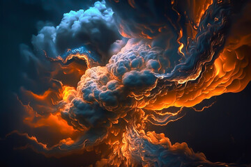 Fire water cloud abstract background, generative ai