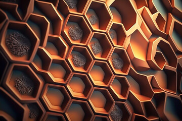 Abstract hexagonal background, generative ai