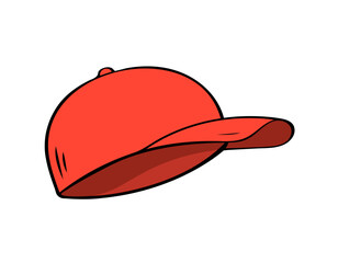 Red baseball cap. Headwear for sports and modern lifestyle. Cartoon vector illustration isolated on white background