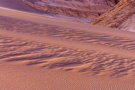 Desert landscape; patterns in sand formed by the wind, Moon Valley (Valle de la Luna) Chile