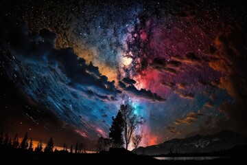 Beautiful Capture of the Sky at Night. Generative AI