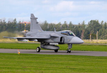 Fighter plane on the ground.