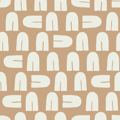 Mid Century Modern Retro 50s U shapes Seamless Vector Repeat Pattern
