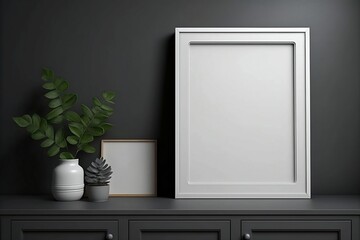blank wall mockup with white frame