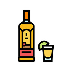 tequila drink bottle color icon vector illustration