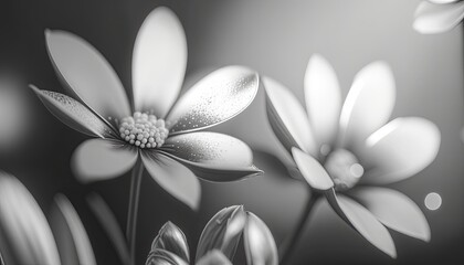 Black and white photography of beautiful flowers. generative ai.