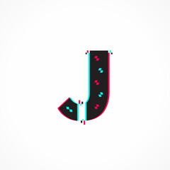 Abstract Glitch Effect Corporate Identity Letter J Logo Design