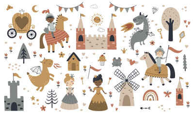 vector set of cute fairy tale images - 581501943