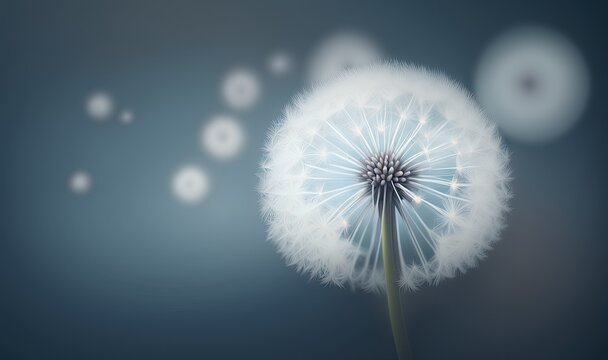 A dandelion with soft focus on blurred background. generative ai.