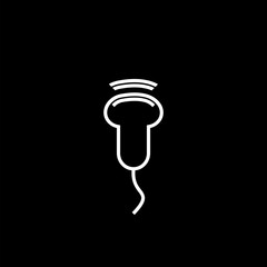 Ultrasound or sonography line icon on  black background