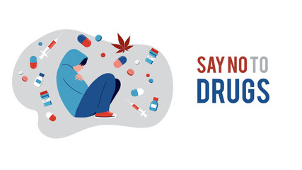 No drugs, concept design. International day against drug abuse illustration, banner