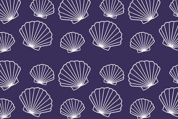 Pattern of seashells. Vector, print, textile, wrapping paper, background.