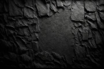 black stone grunge texture. Background with a rough black wall texture. Background of a black paper sheet. rough gradient overlay surface roughness of black stone. Generative AI