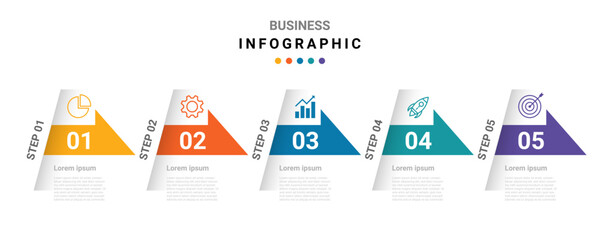 Vector infographic design template with 5 options or steps squre shape.Can be used for workflow layout, diagram, banner, webdesign. Vector illustration on white background.