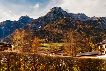 Alpine autumn or indian summer view near Tenneck, Pongau, Salzburg, Austria