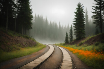 Fototapeta premium forest concept art illustrtion. Generative ai.