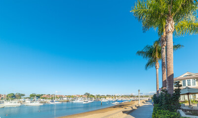 Balboa island shore in Newport Beach on a sunny day
