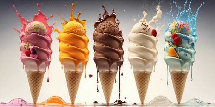 isolated flavored ice creams, generative ai