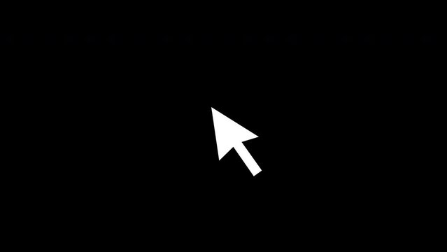 Animation of a mouse cursor in the shape of a pointer with a click, then a double click with the appearance of a circle on the impact of each click (alpha channel)