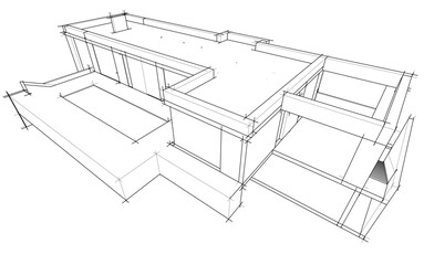 Modern house architectural drawing