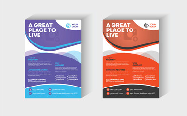 Naklejka premium Corporate Business Flyer Design Template with 2 Various Options, business brochure design, flyer layout template A4, Template vector design for Posters, Flyer Geometric flyer templates design