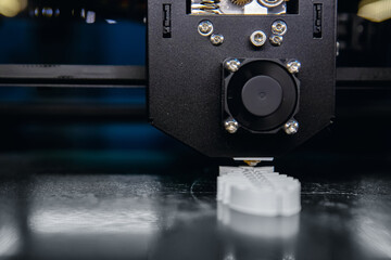 Closeup 3D Printer mechanism working element design of device during processes