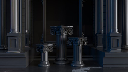 3D ancient column display podium for product. 3D render