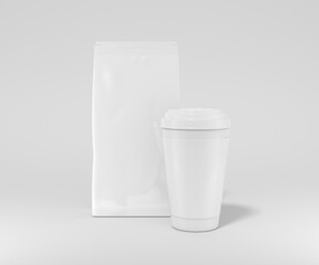 white plastic cup and packet