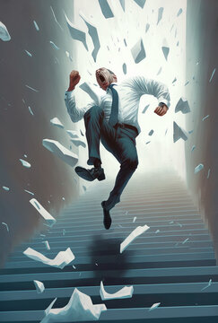businessman falling down stairs
