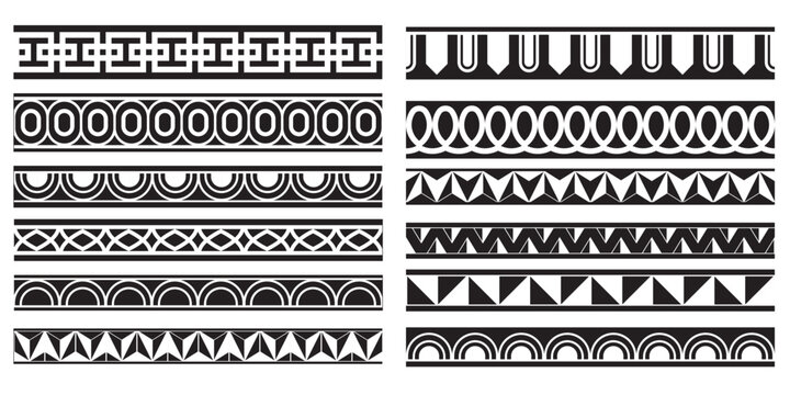 Decorative seamless abstract borders geometric design elements set - modular vector