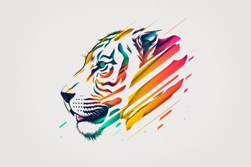 The tiger logo in bright colors and a white background