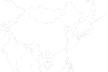 日本、中国などアジアの白地図
