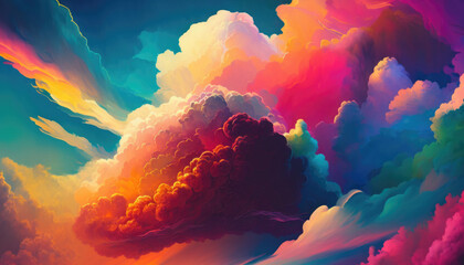 Rainbow Colored Sky with Dark Cloud created with Generative AI Technology, ai, generative