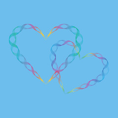 two rainbow hearts