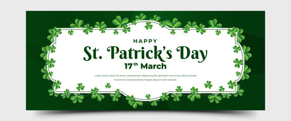 Saint Patrick's horizontal banner design template. Editable banner with space for text