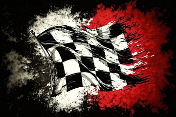racing flag for finish motorsport of competitions for championship title of strength and speed, generative ai, created with generative ai