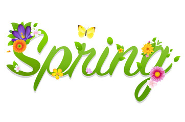 Spring Text And Isolated White Background
