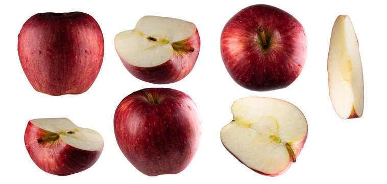 set of red apples isolated