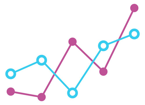 Data comparison chart. Point line diagram element