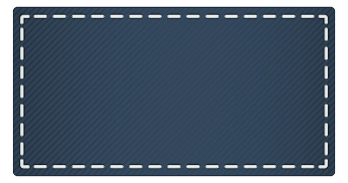 Fabric patch mockup. Realistic cloth with thread stitches