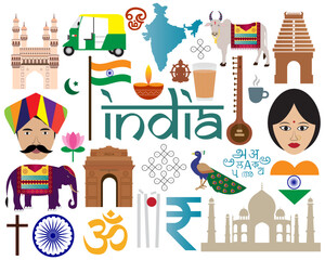 sets of Culture of India vector illustration