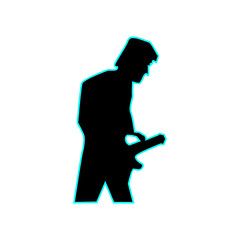 guitarist silhouette in black color, suitable for icon, logo, mascot, poster, template, etc.