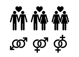 LGBT Same-sex couples flat icon. Sign same sex couples. Vector logo for web design, mobile and infographics. Vector illustration eps10. Isolated on white background.