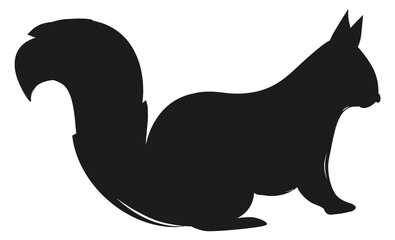 Squirrel black symbol. Wild forest animal. Woodland fauna