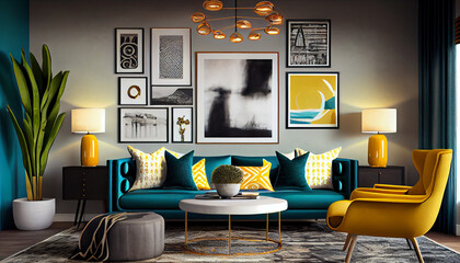 modern living room interior design, generative ai