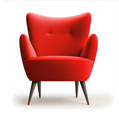 Red textile chair isolated on white background